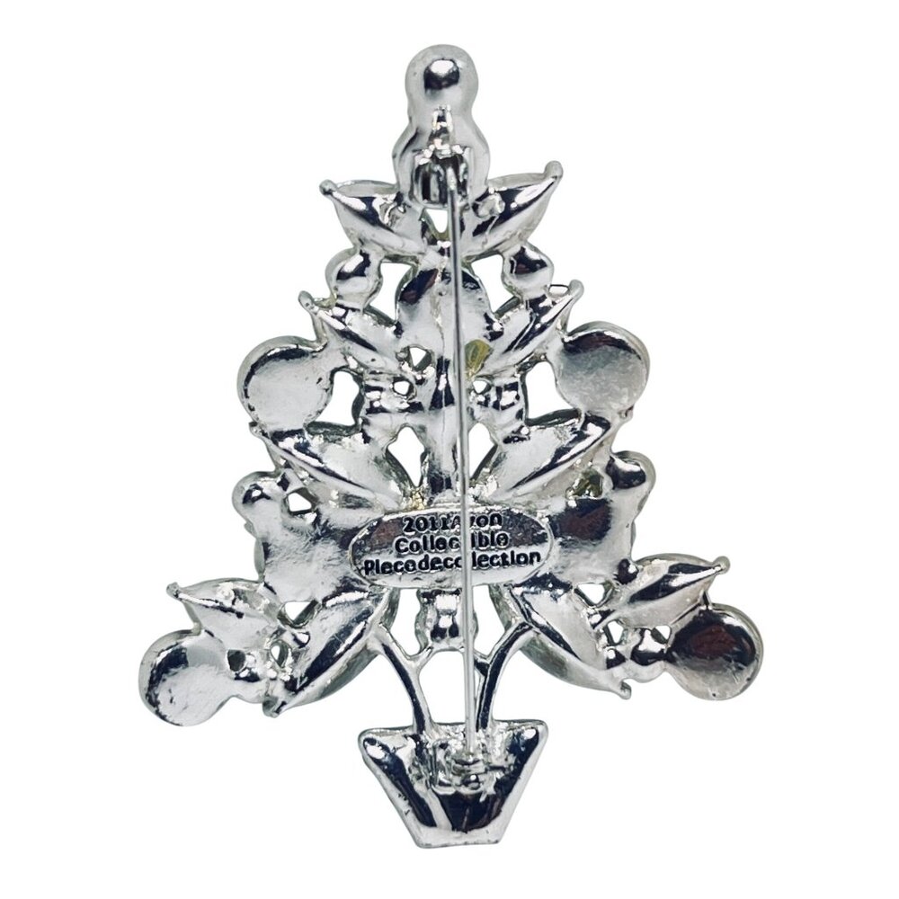 Avon Silver Tone Faux Pearl And Rhinestone Christmas Tree Brooch (6173) - Picture 4 of 5